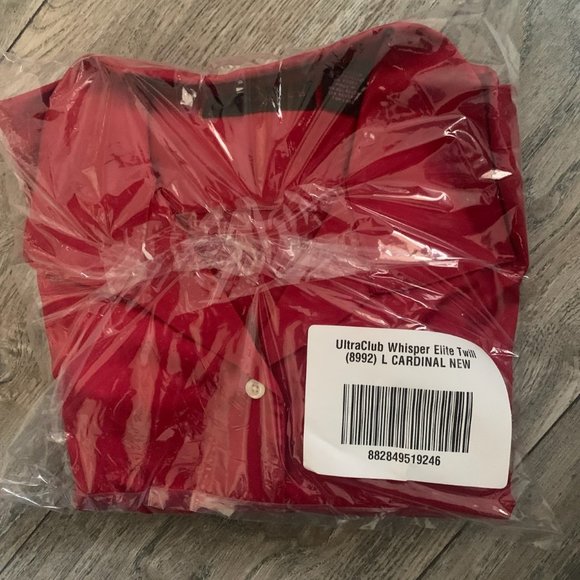 NWT ULTRACLUB WHISPER ELITE TWILL CARDINAL RED BUTTON DOWN MEDIUM, LARGE - Picture 8 of 11